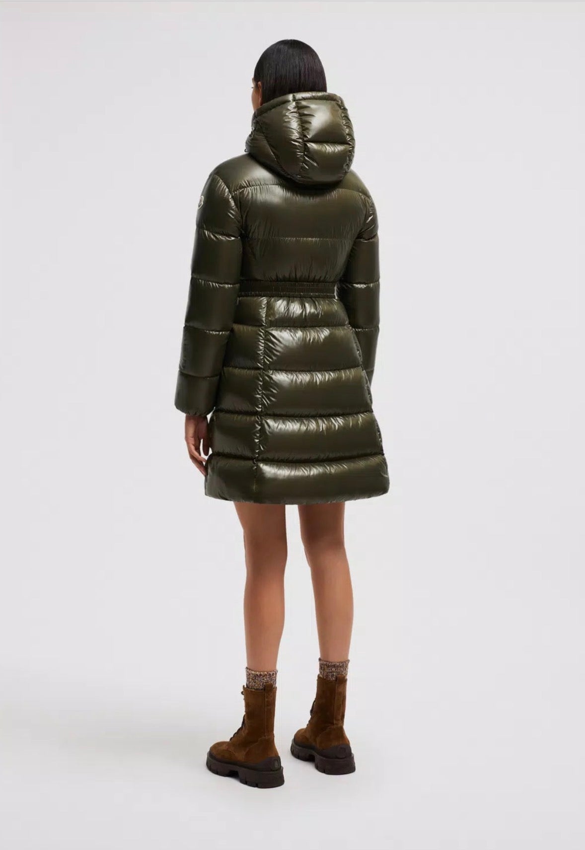 MC Bellevue Hooded Long Belted Down Jacket