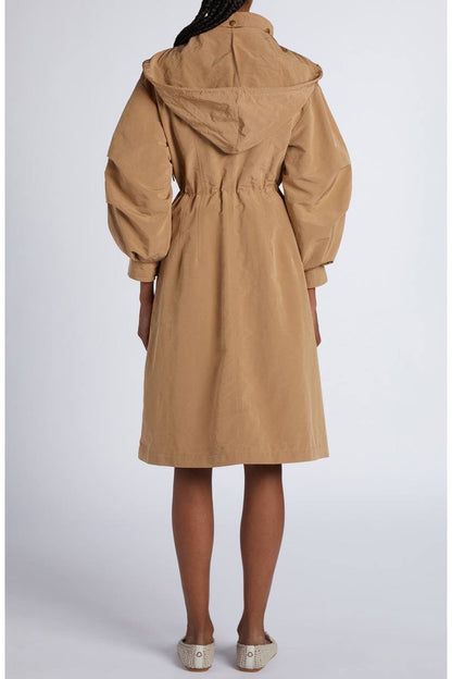 MC Nantes Hooded Gabardine Shell Parka Long Jacket Coat