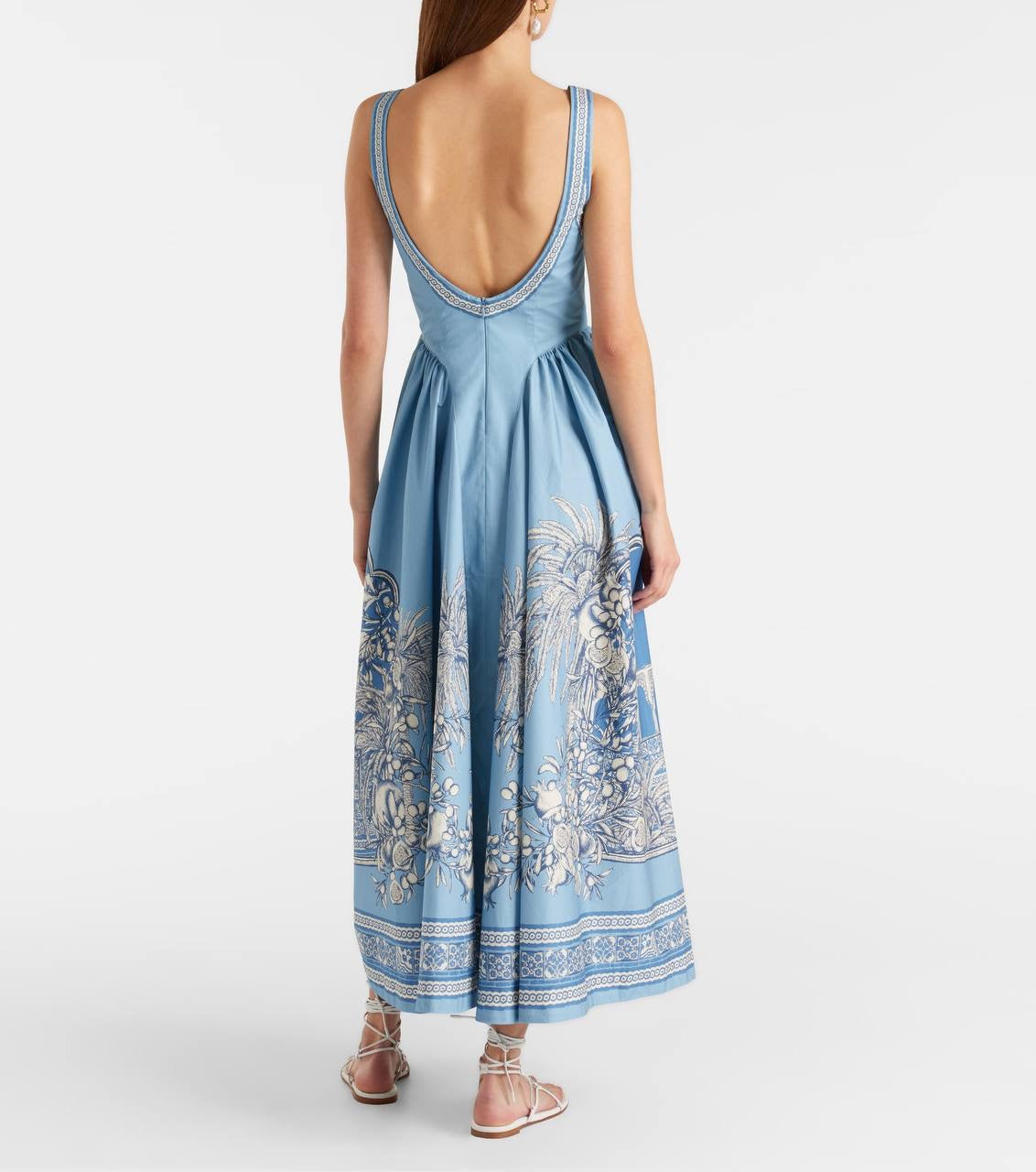 ALM Villa Romantica Sleeveless Cotton Poplin Scoop back Midi Dress