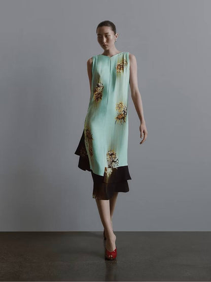 PS Rhetta Stretch-Viscose Shift Midi Dress In Blurred Chrysanthemum Print