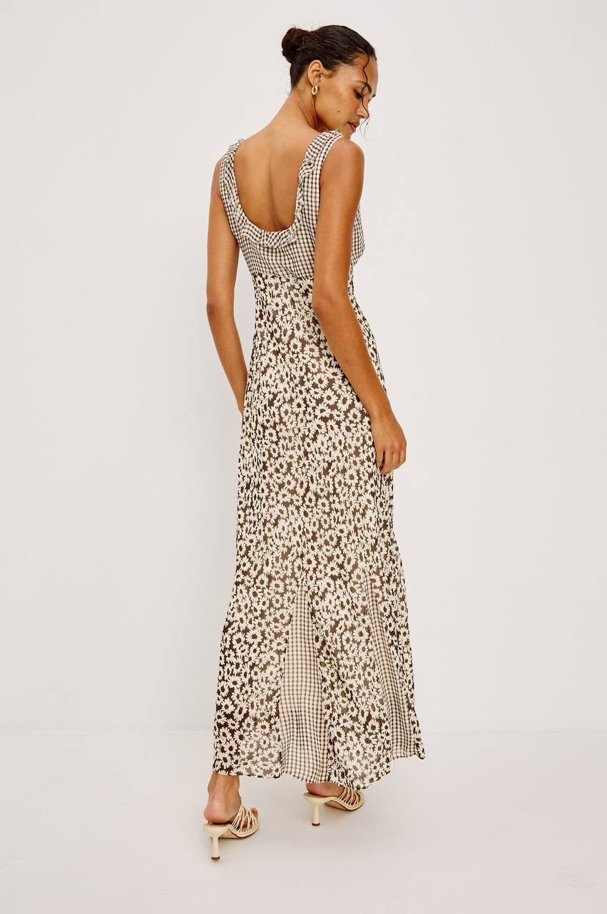 SALE! RA Dahlia Viscose Maxi Dress in Check/Floral