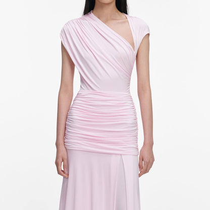 SP Pink Jersey Draped Maxi Dress