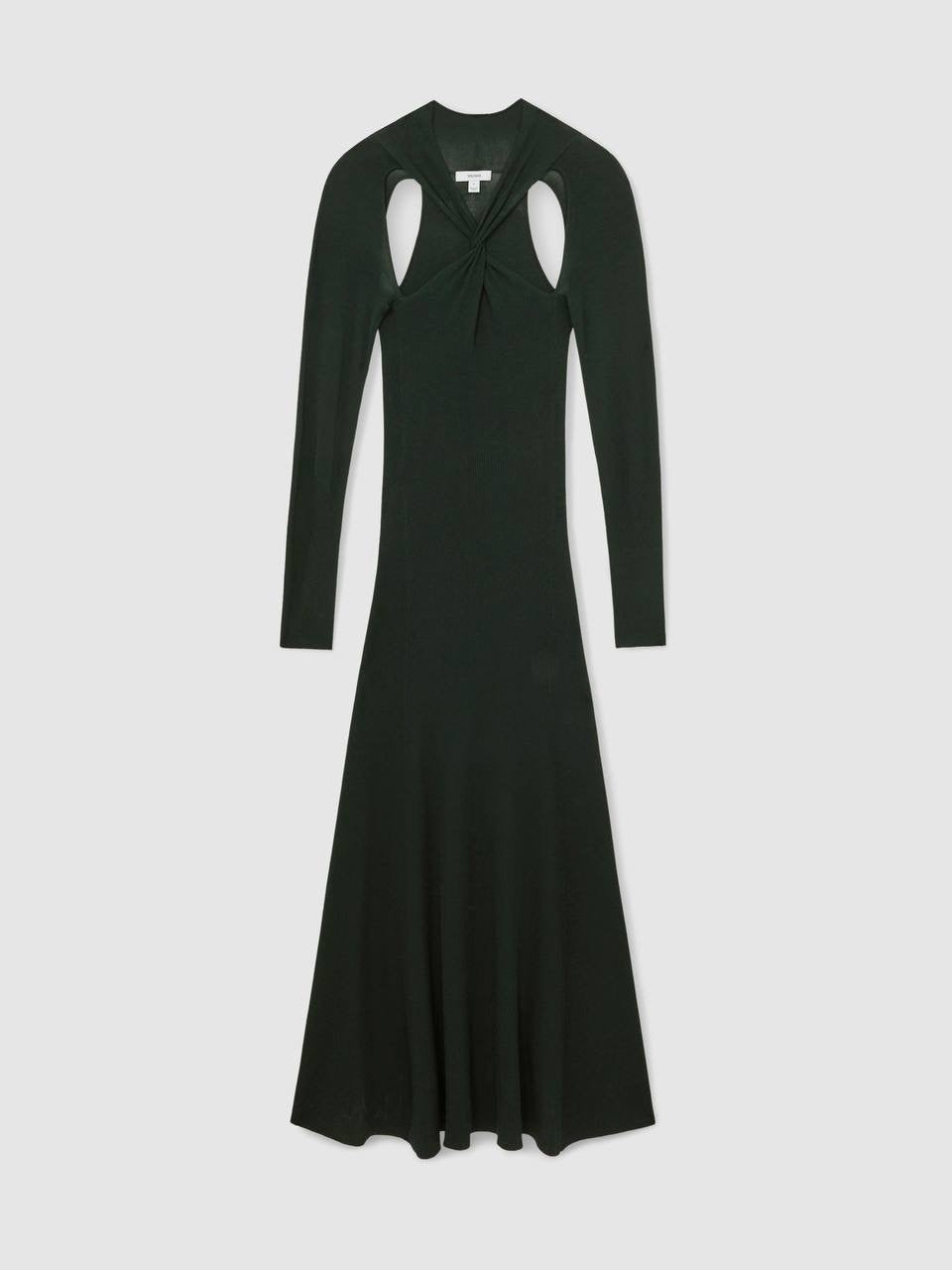 RS Cut-Out Knitted Maxi Dress in Dark Green