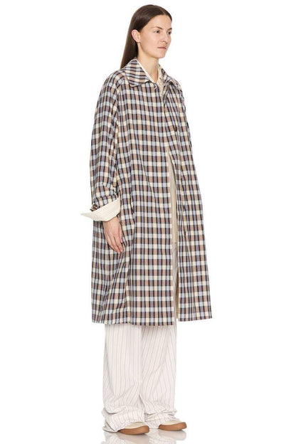 TR Tavishina Checked Silk-Cotton-Blend Poplin Coat