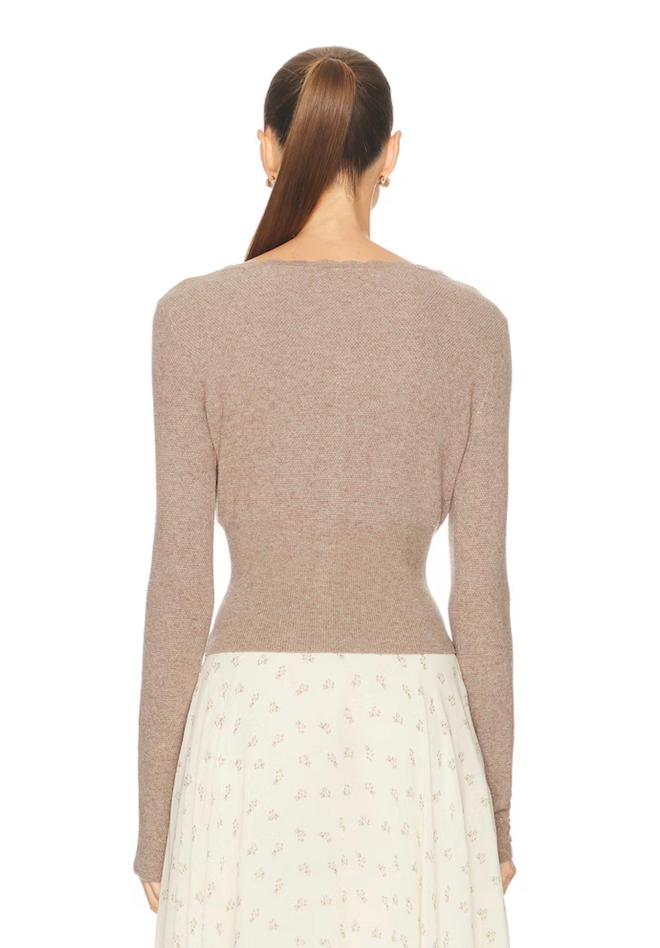 MP Drawstring Wool-Viscose Fitted Cardigan in Kitten Grey