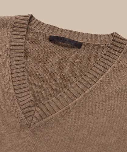 JK Simone V-Neck Wool-Cotton Pullover Sweater