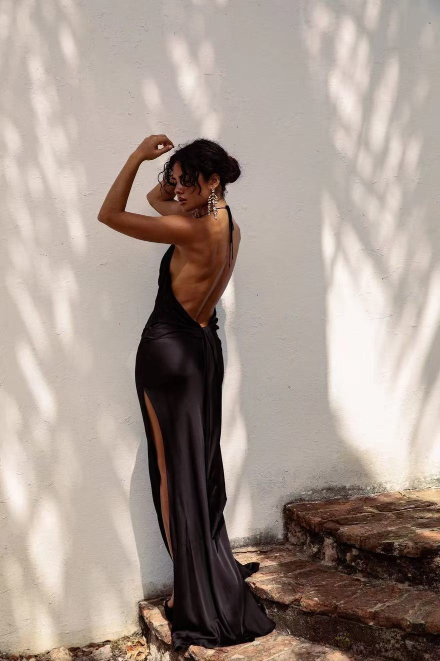 RB Orchid Cowl Halter Viscose Maxi Dress