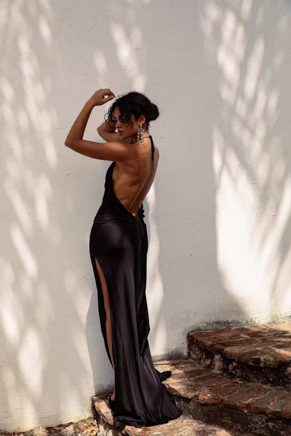 RB Orchid Cowl Halter Viscose Maxi Dress