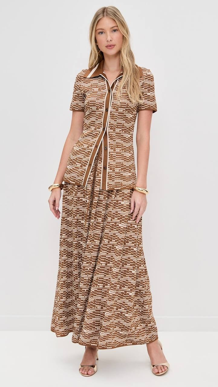 ALM Stefanie Knit Shirt | Midi Skirt | Viscose-blend Set