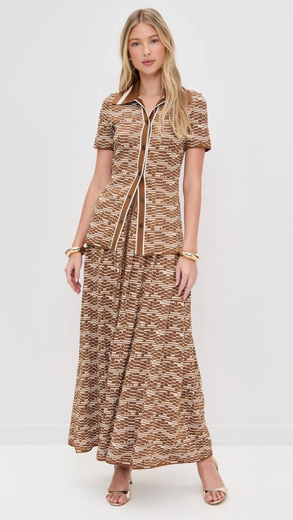 ALM Stefanie Knit Shirt | Midi Skirt | Viscose-blend Set