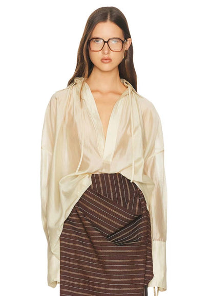 HS The Poet Sheer Lyocell-blend Blouse Top in Celadon