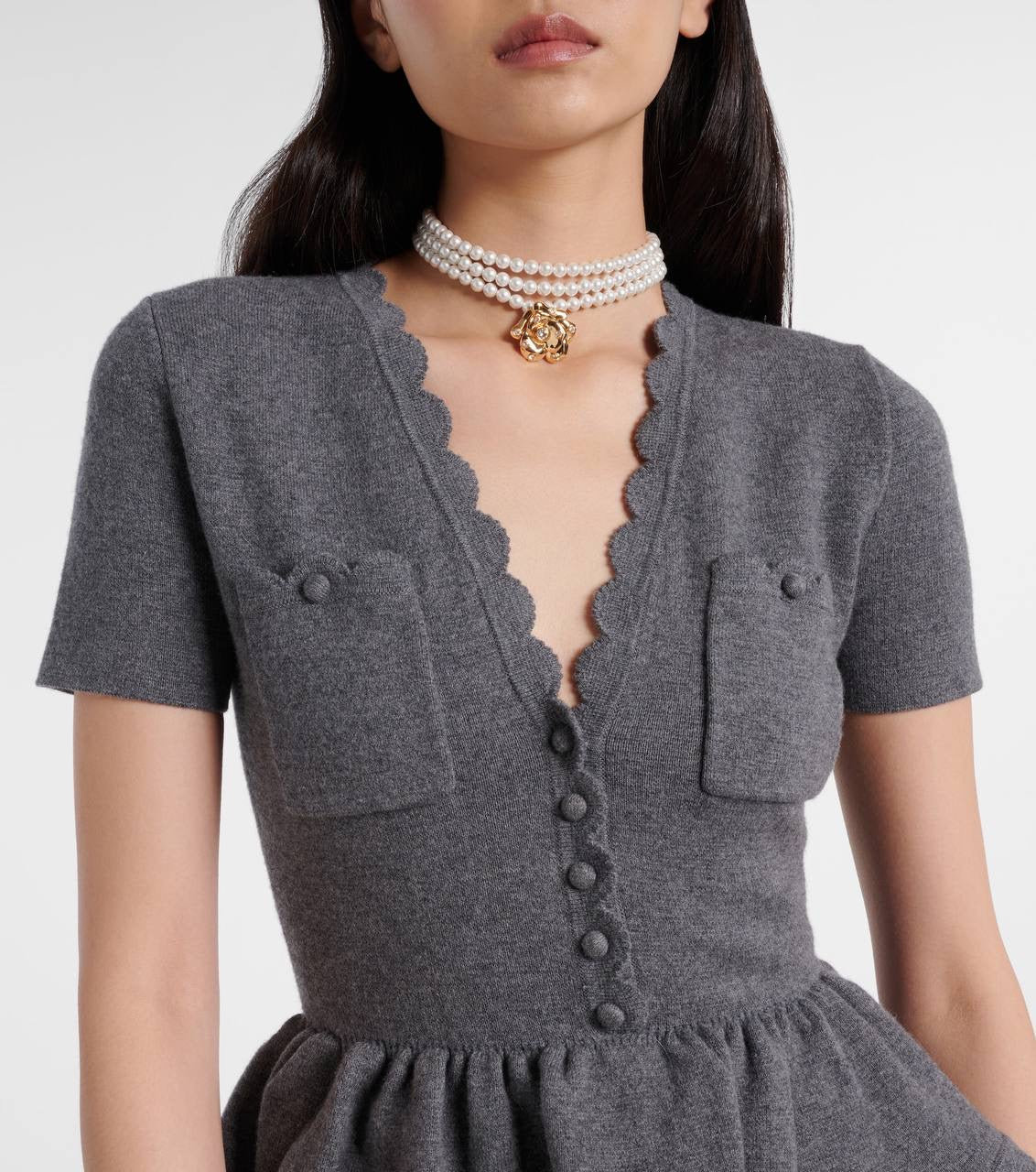 SP Grey Peplum Knit Midi Dress