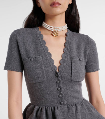 SP Grey Peplum Knit Midi Dress