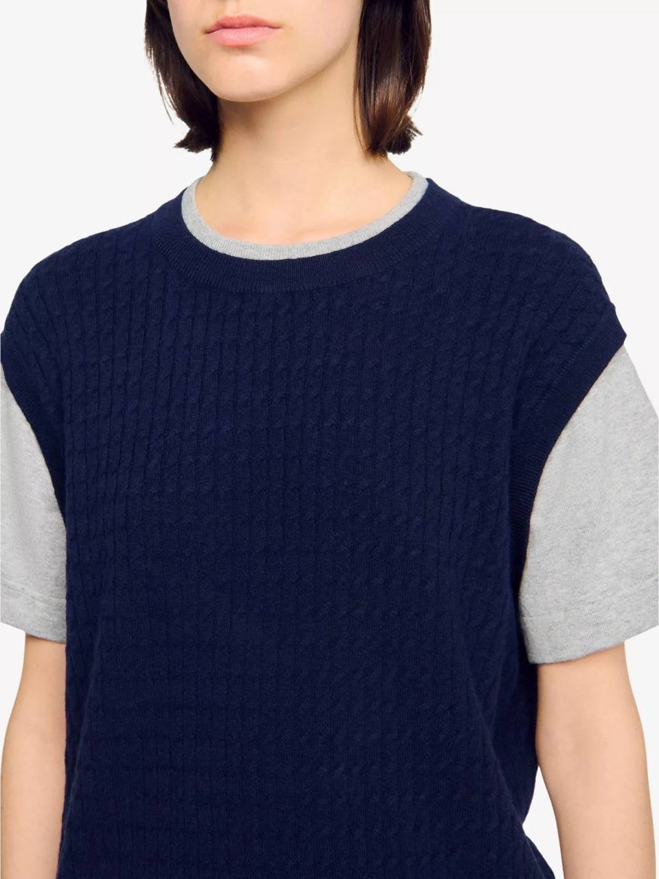SD Layered Short-Sleeved Knitted Jumper