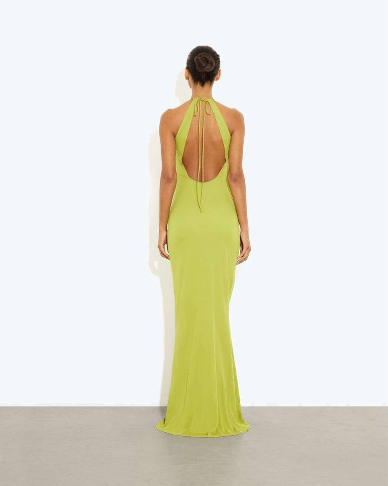 RB Giovanna FSC Viscose Jersey Halter Plunge Backless Maxi Dress