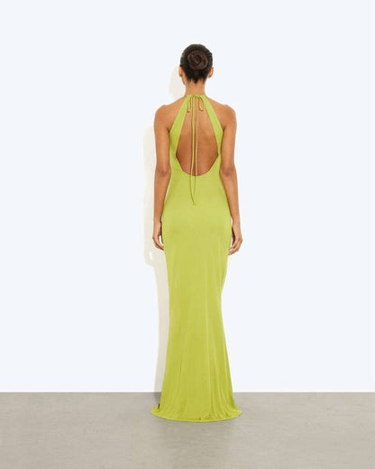 RB Giovanna FSC Viscose Jersey Halter Plunge Backless Maxi Dress