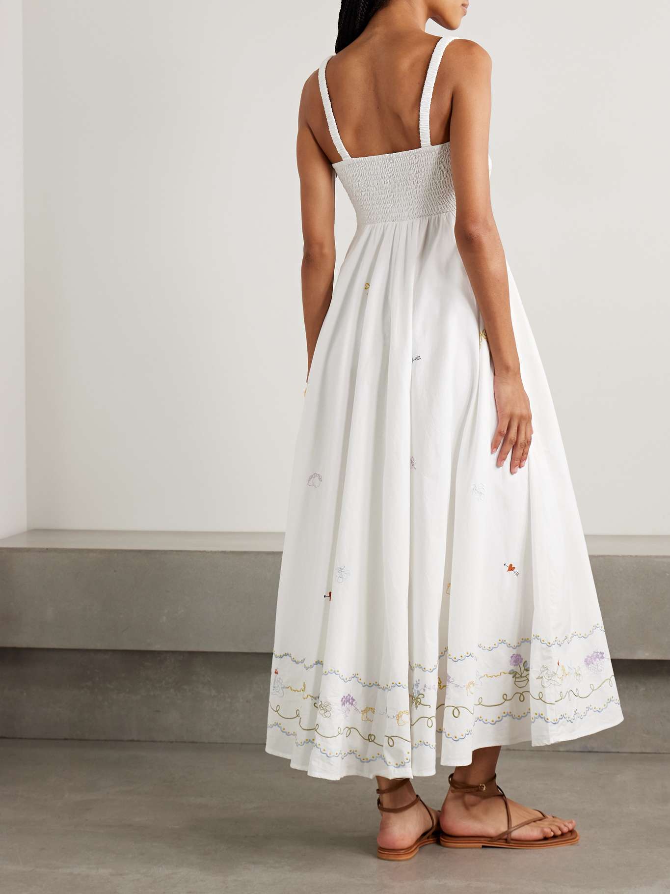 ALM Giulia Cotton Embroidered Midi Dress Sundress