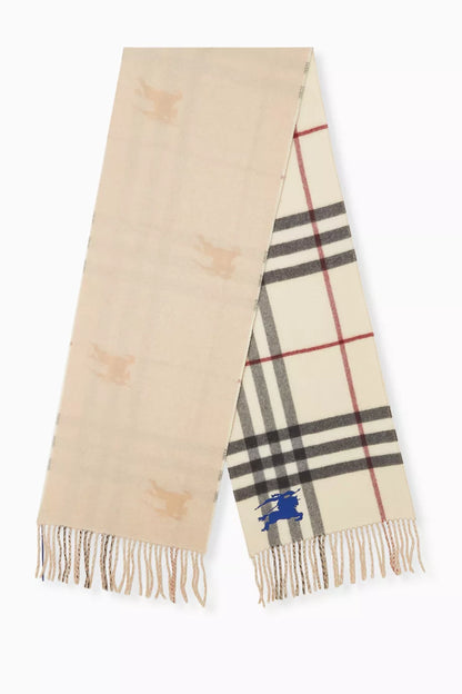 2 Colors! BBR Fringed Reversible Knight Check Cashmere Scarf 168*30cm