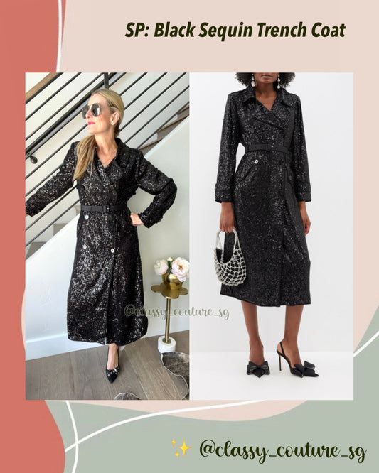 SP Black Sequin Trench Coat