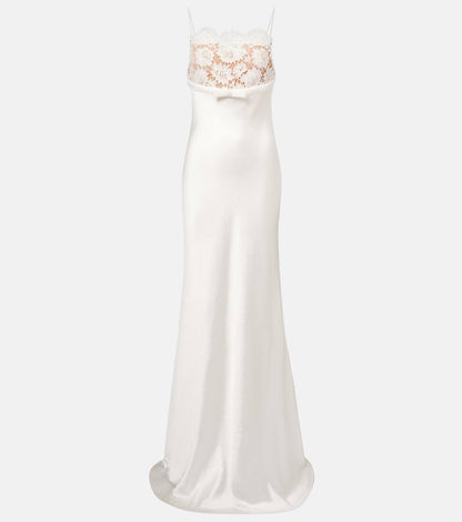 SP White Satin Lace Maxi Dress
