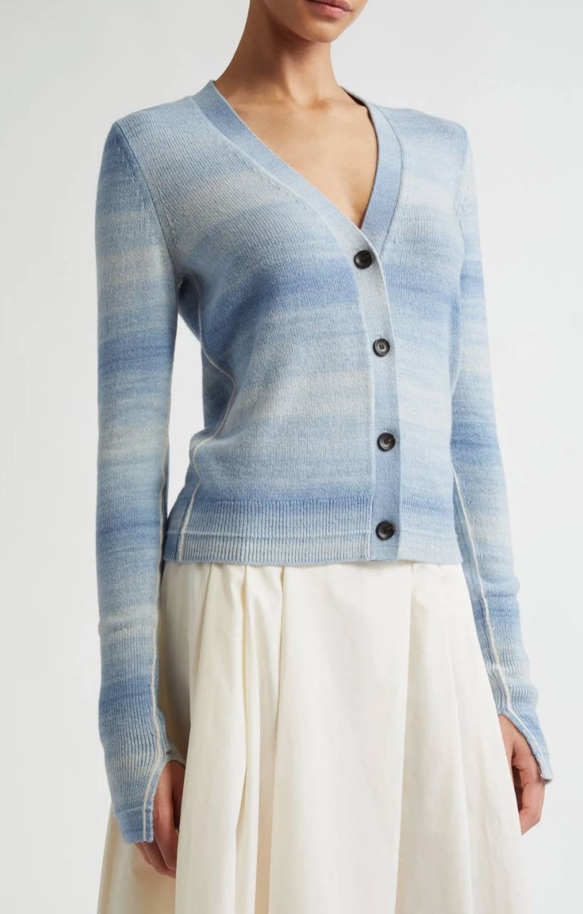 MM Space Dye Stripe Slim-Fit Featherweight Cashmere-Organic Cotton Cardigan