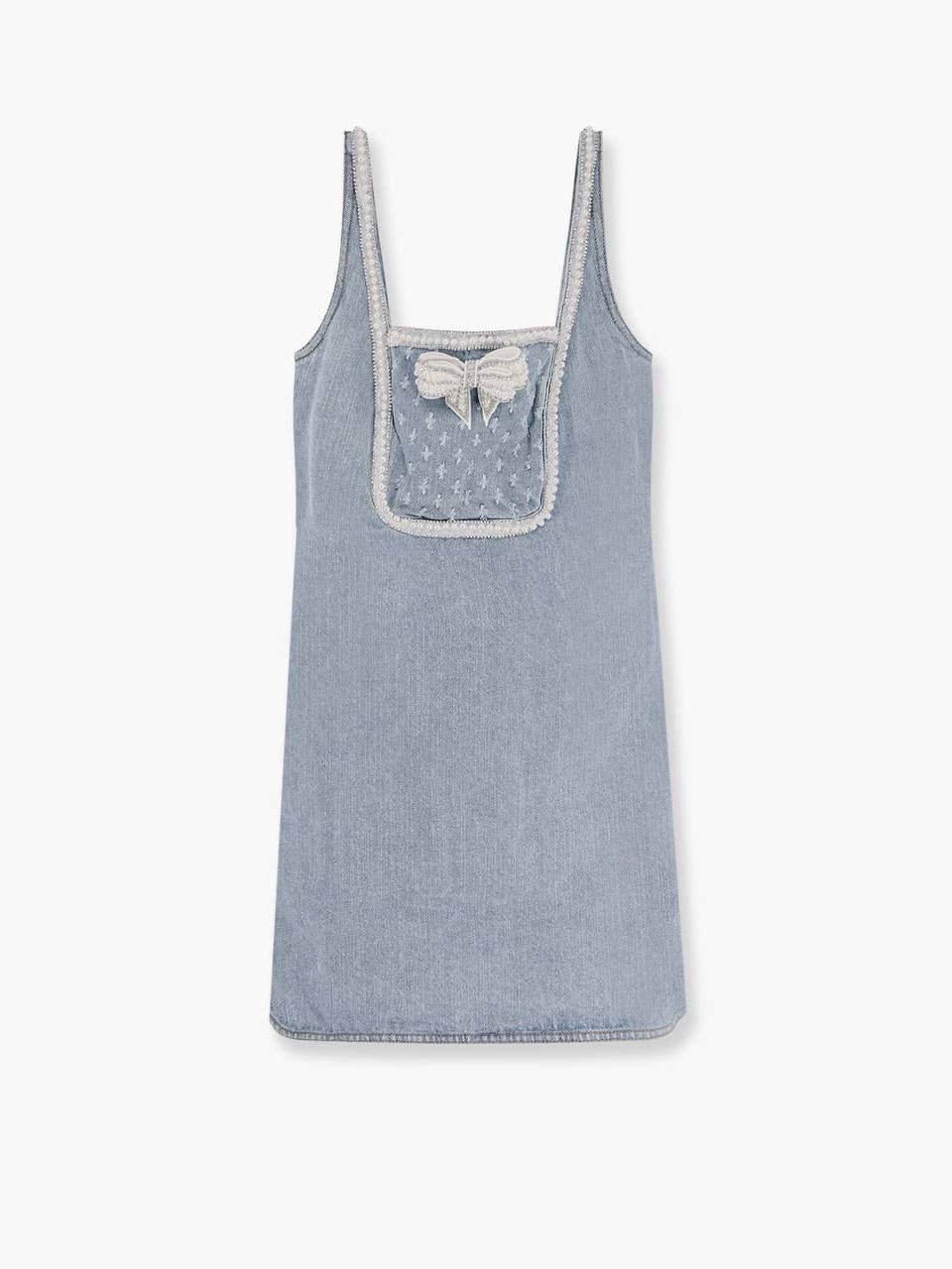 SP Light Blue Denim Bow Mini Dress