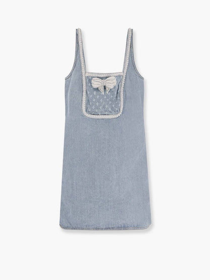 SP Light Blue Denim Bow Mini Dress