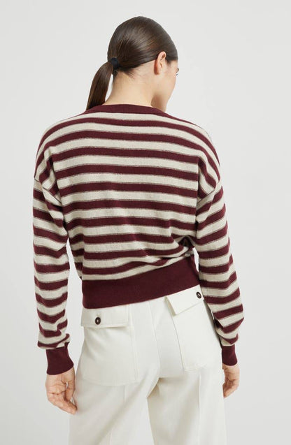 BC Red Cashmere Knitted Sleeveless Vest Top | Cardigan with Sparkling Stripes | Set