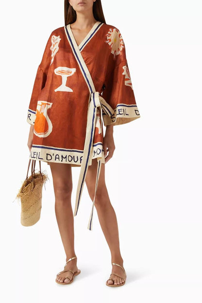 ALM Soleil D'Amour Hemp-silk Wrap Mini Dress / Long Top