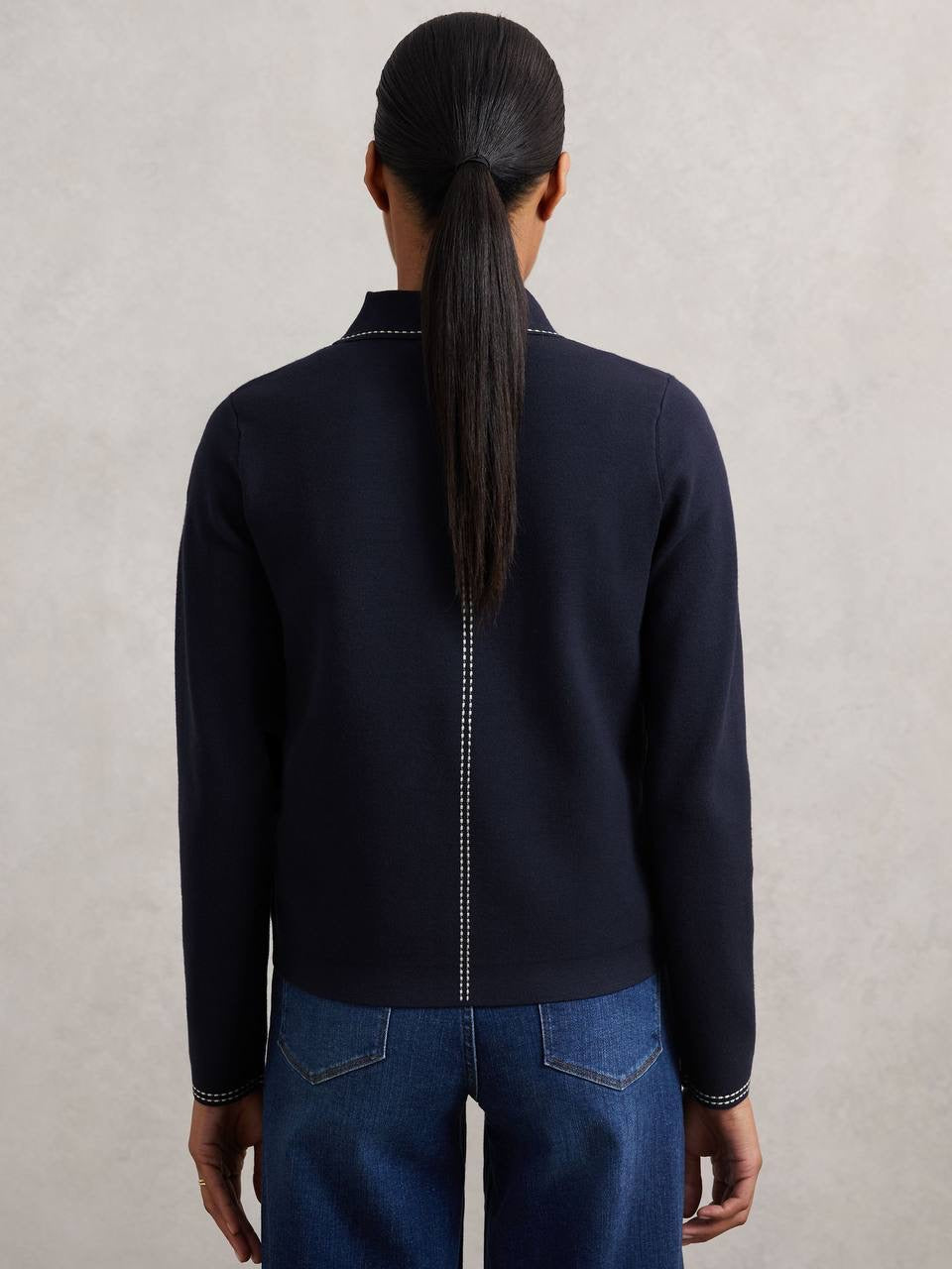 RS Ivy Stitch-Detail Zip-Through Cardigan