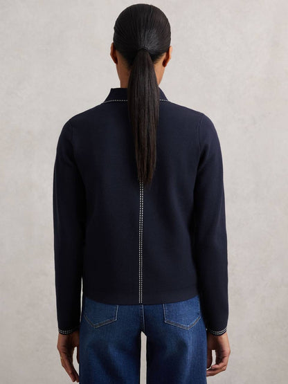 RS Ivy Stitch-Detail Zip-Through Cardigan
