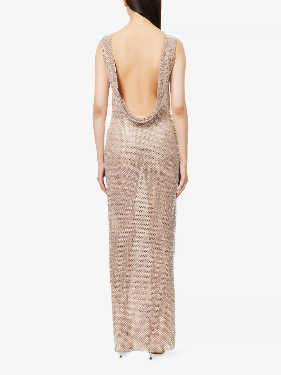 SP Silver Rhinestone Drape Maxi Dress