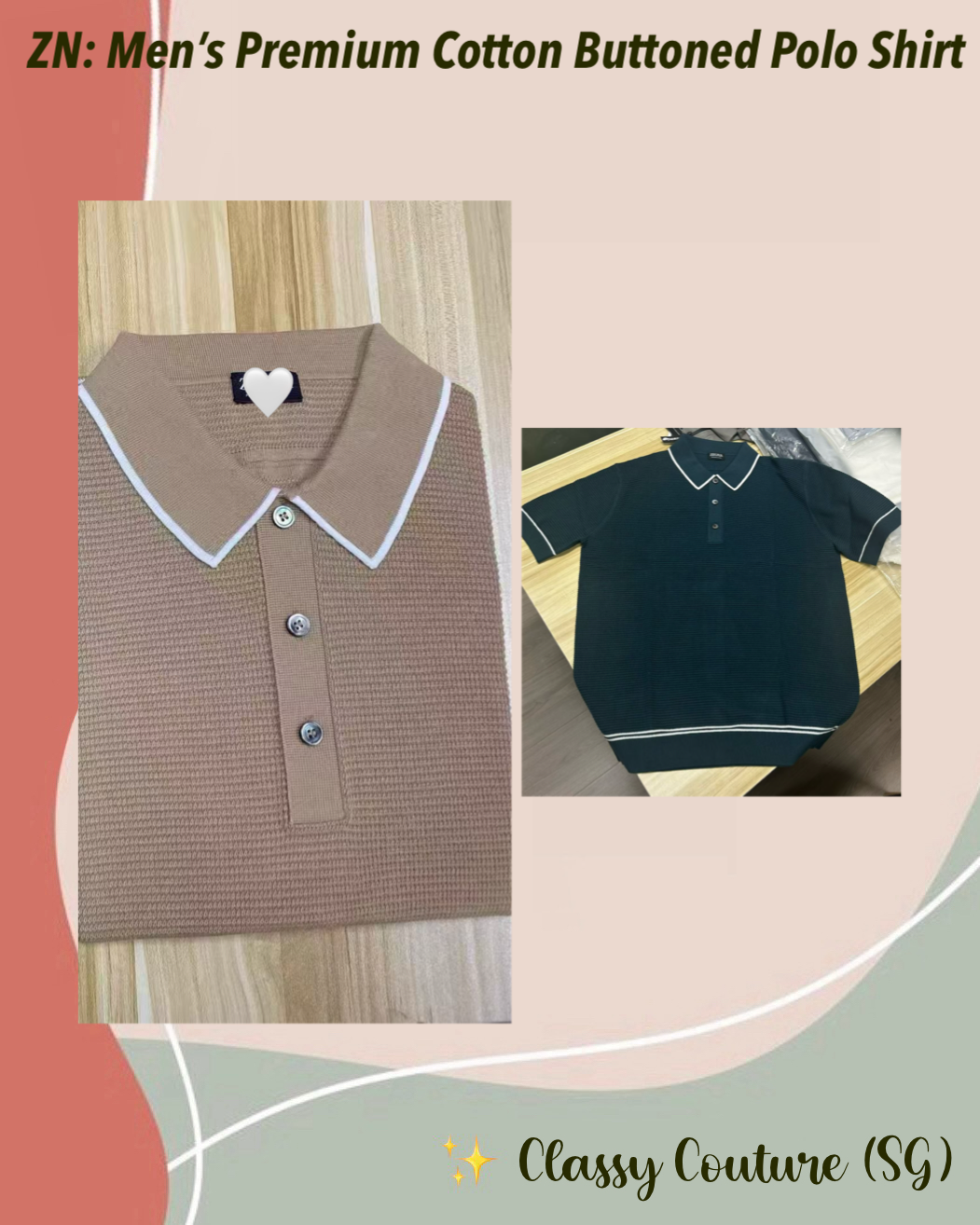 ZN Men’s Premium Cotton Contrast Stripe Buttoned Polo Shirt