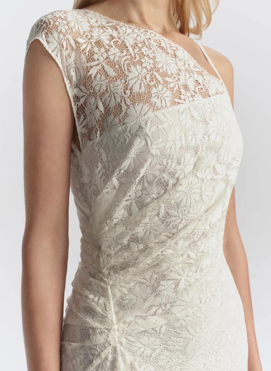 ALC Gia One Shoulder Lace Gown Maxi Dress