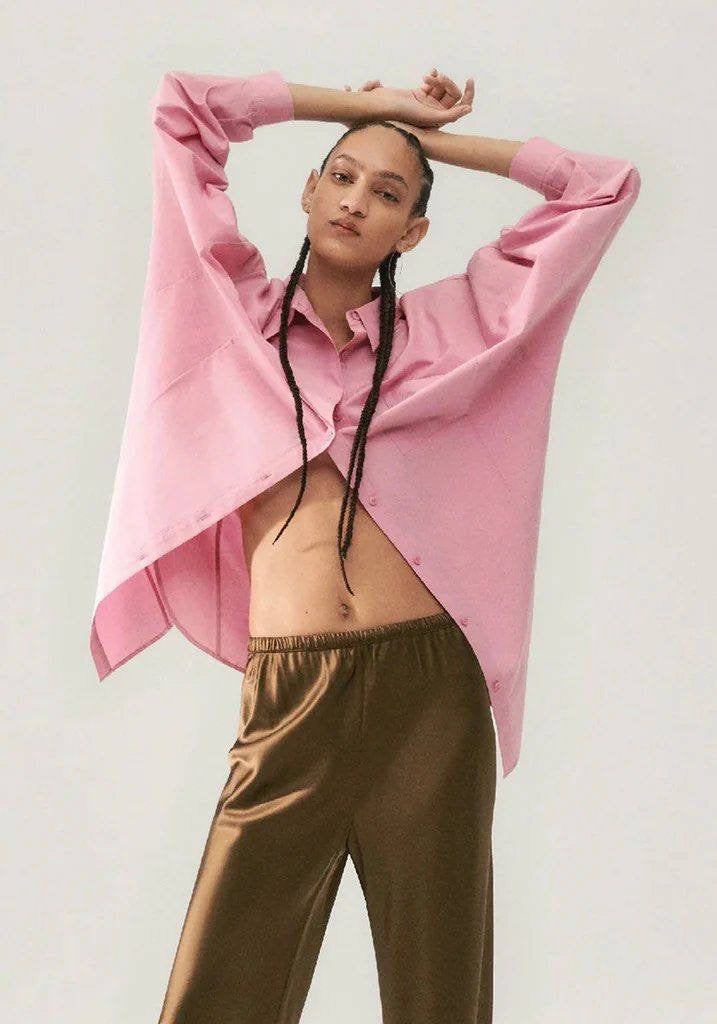 10 COLOURS! Unisex SL Cotton Silk Round Oversized Shirt