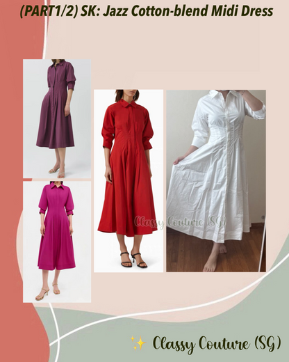 (PART 1/2) SK Jazz Pintuck Cotton-blend Midi Dress