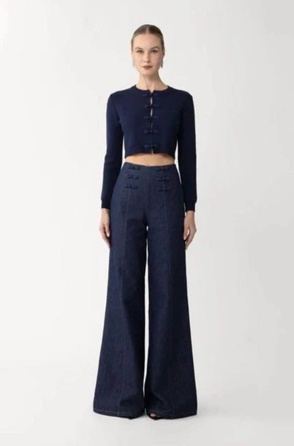 SAU Demi Viscose-blend Cropped Cardigan
