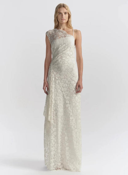ALC Gia One Shoulder Lace Gown Maxi Dress