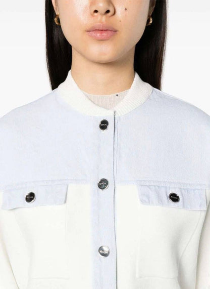 SD Dual-Material Coatigan Bomber Jacket in white/blue