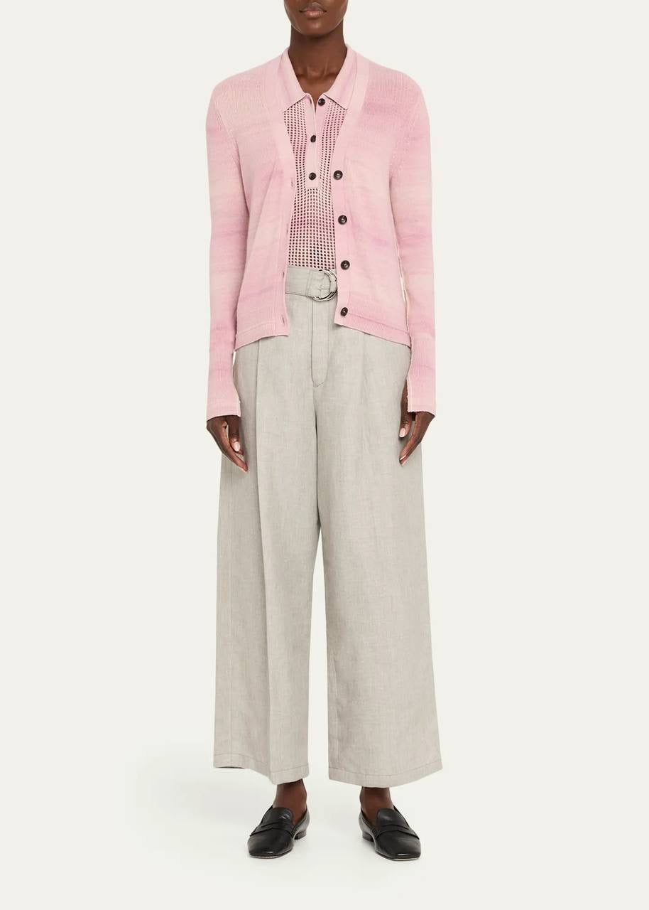 MM Space Dye Stripe Slim-Fit Featherweight Cashmere-Organic Cotton Cardigan