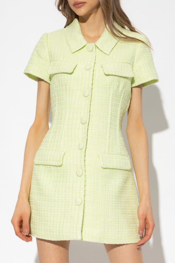 SP Lime Green Tweed Boucle Mini Dress