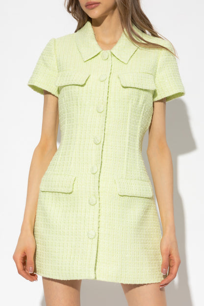 SP Lime Green Tweed Boucle Mini Dress