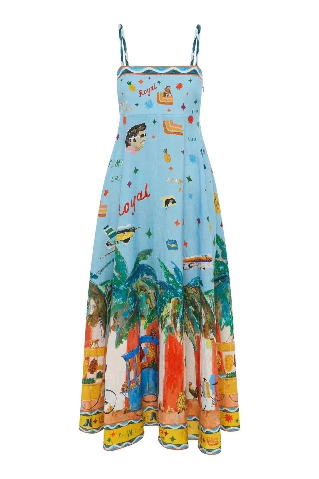 ALM All Aboard Linen Sundress Midi Maxi Dress