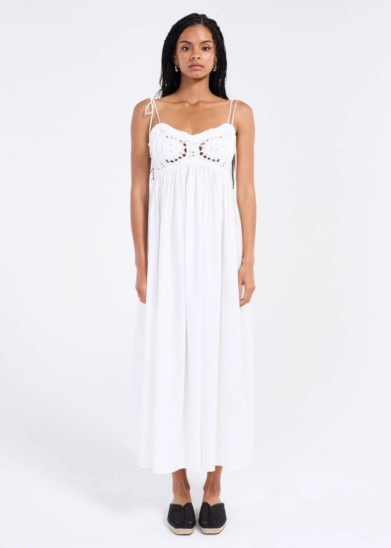 TG Kirsten Crochet Cotton Sundress Maxi Dress | Cami Babydoll Peplum Top
