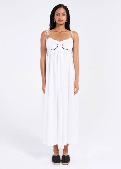 TG Kirsten Crochet Cotton Sundress Maxi Dress | Cami Babydoll Peplum Top