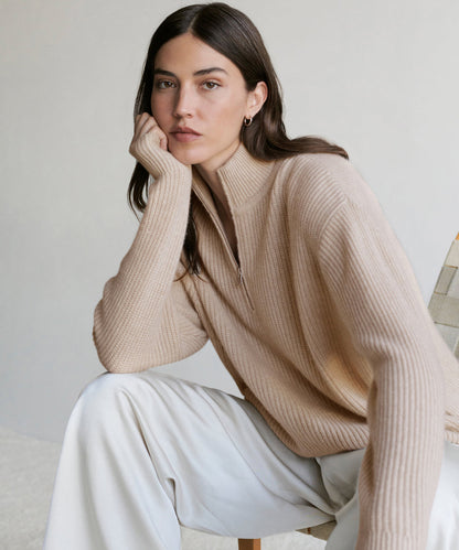 JK Cashmere Half Zip Pullover Sweater