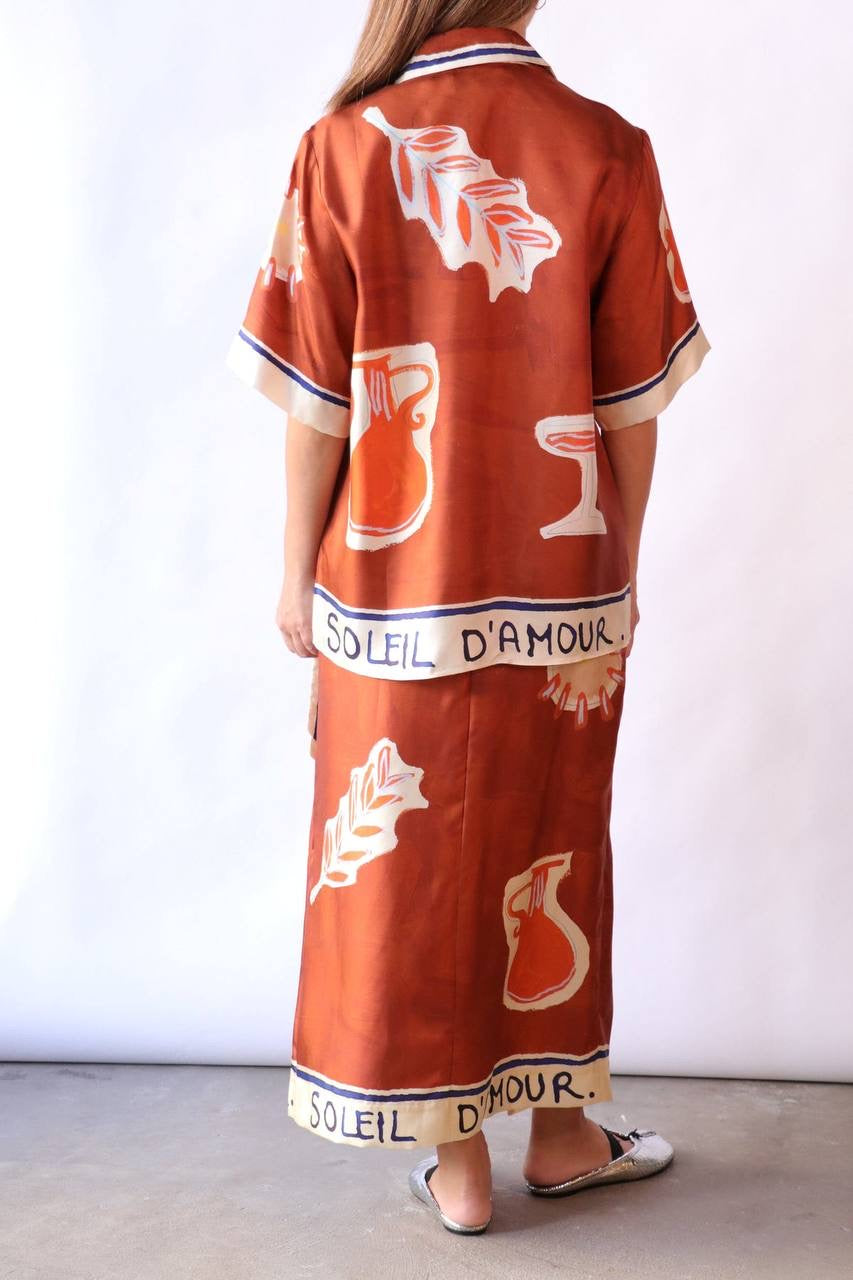 ALM Soleil D'Amour Printed Silk-Twill Shirt | Pant | Skirt | Set