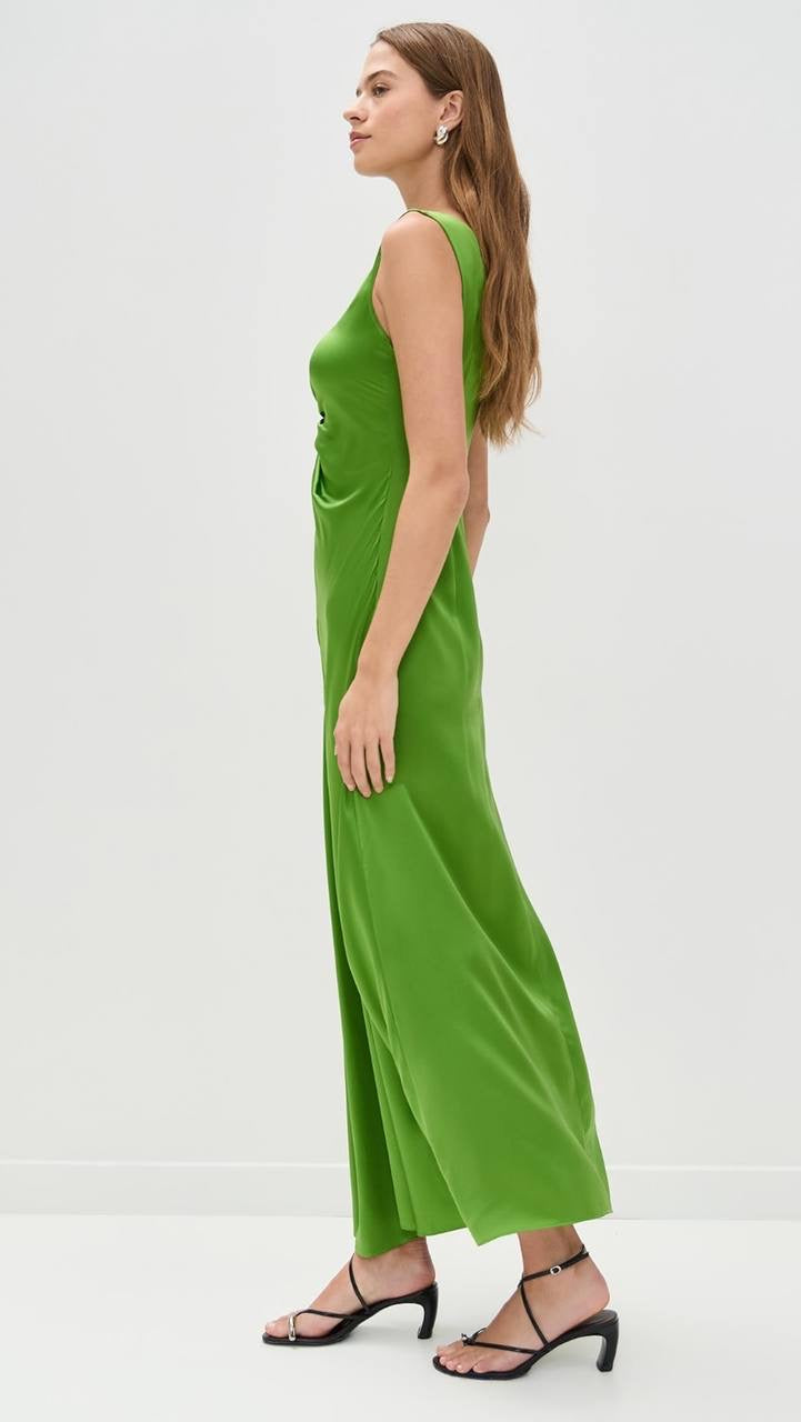 LM Stella Silk Satin Ruched Midi Dress