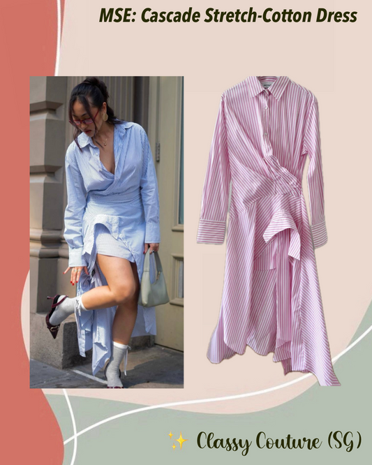 2 Colors! MSE Cascade Deconstructed Striped Stretch-Cotton Midi Dress