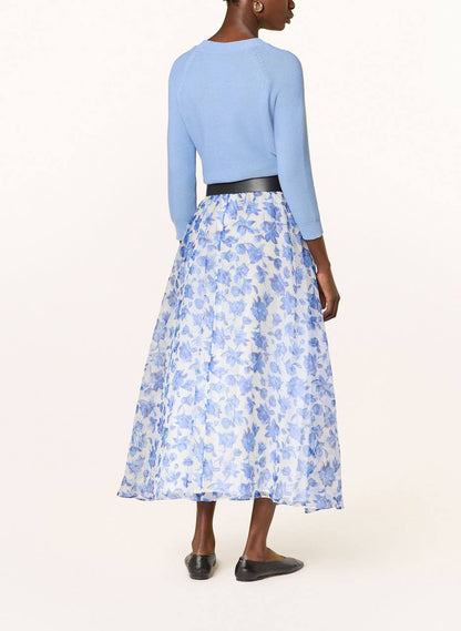 MM Cornflower Silk Midi Skirt